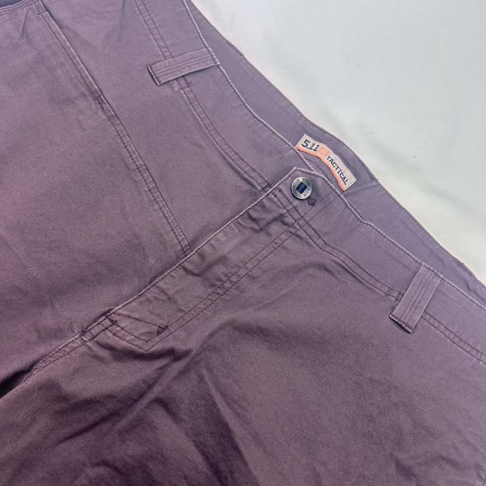 5.11 Tactical Men Burgundy Cotton Flat Front Chino Shorts 44 Solid Casual